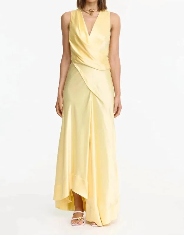 Eastoncroft Maxi Dress - Deep V-neckline, Asymmetric High-low Hem