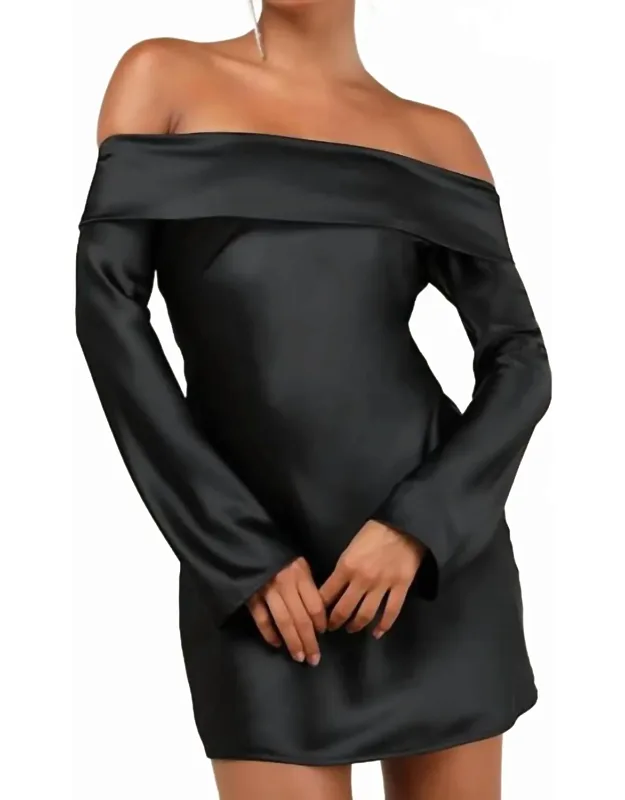 Luxurious Vision Satin Off-the-shoulder Mini Dress