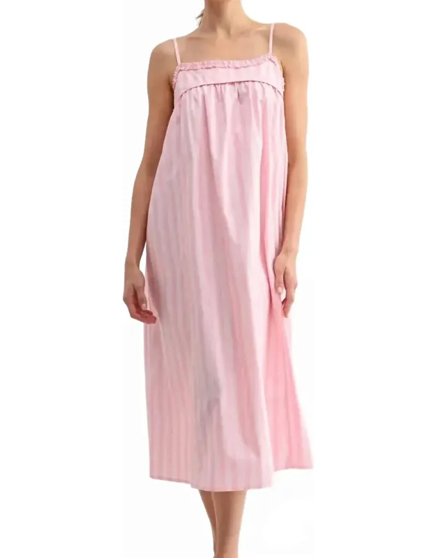 Striped Soft Ruffle Maxi Dress