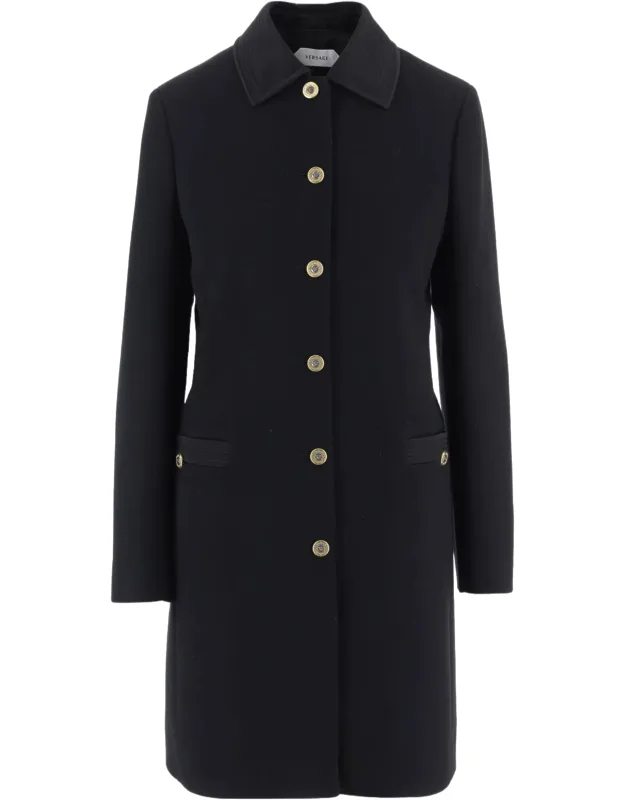 Single-breasted Quilted Collar Wool Coat