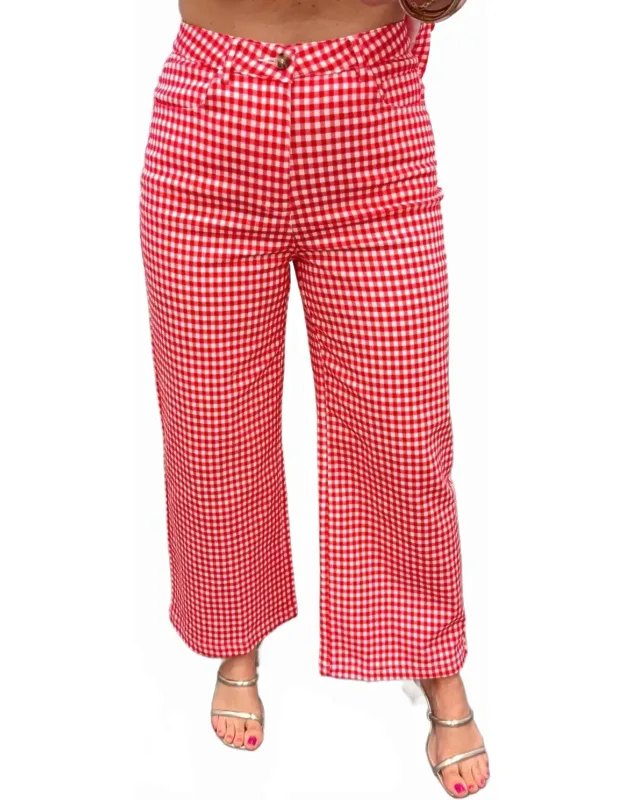 Check Gingham Wide Leg Pants