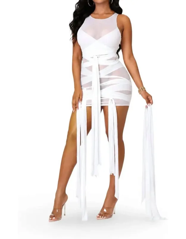 Make A Wish - Sleeveless Sheer Self Tie Cover Up Dress