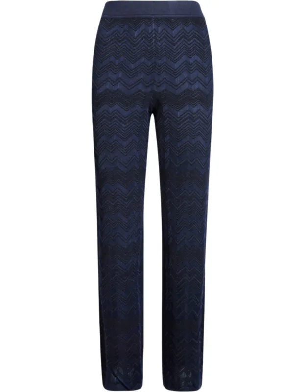 Zigzag Knit Straight-leg Pants