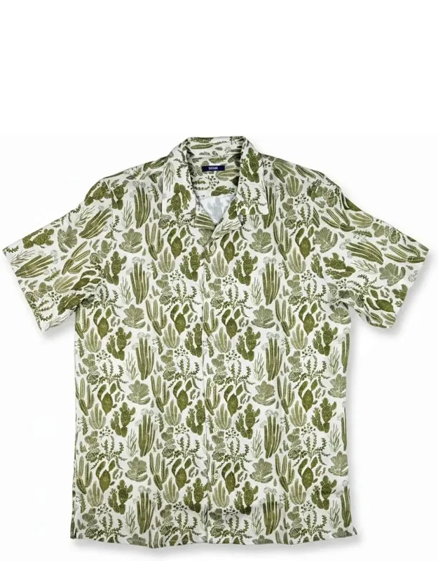 Short Sleeve Linen Camp Collar Shirt