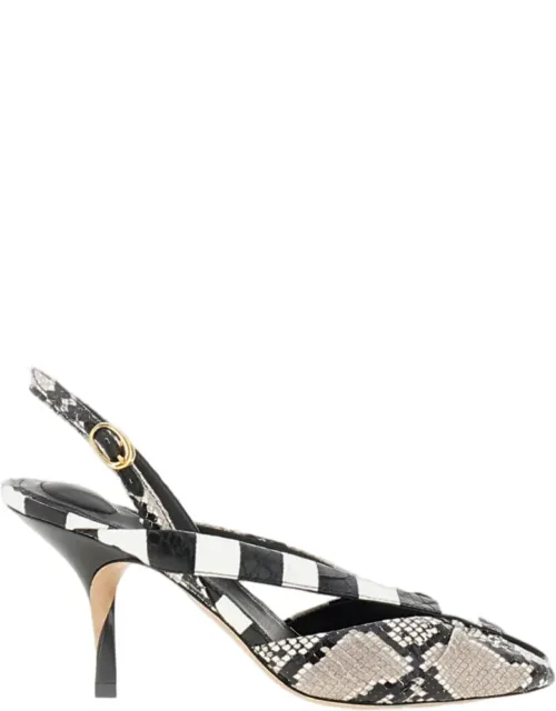 Python Leather Slingback Pumps