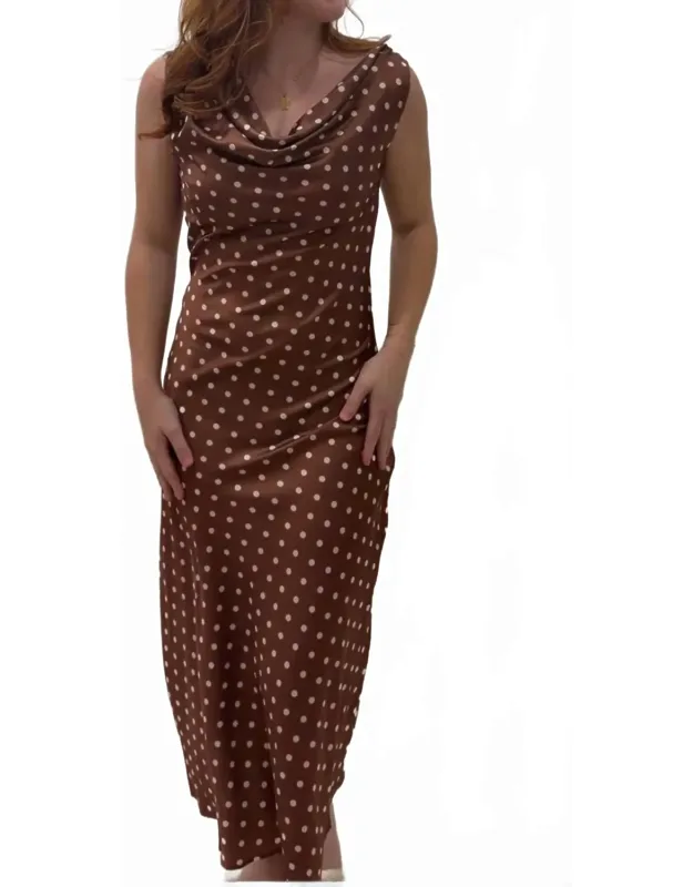Satin Polka Dot Maxi Dress