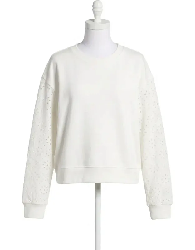 Mosaic Knit Eyelet Sweatshirt
