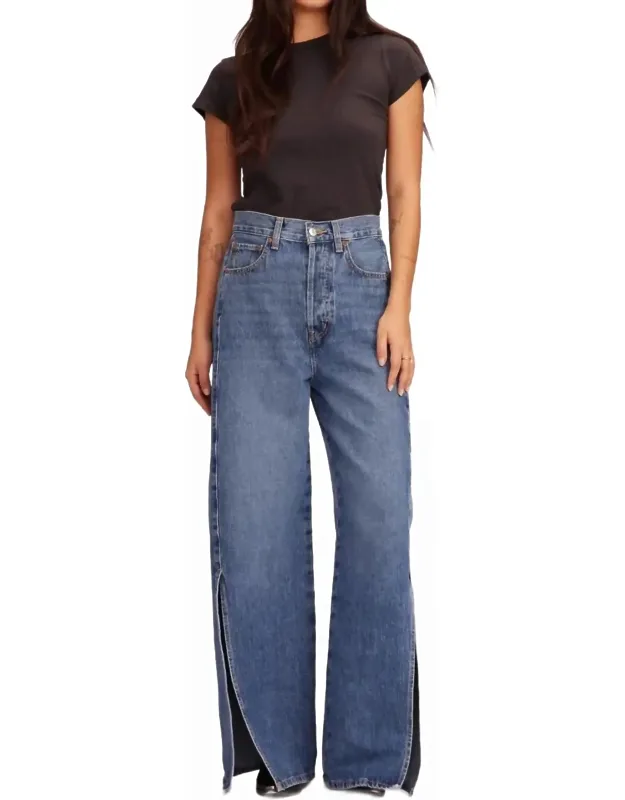 Split Leg Barrel Jeans