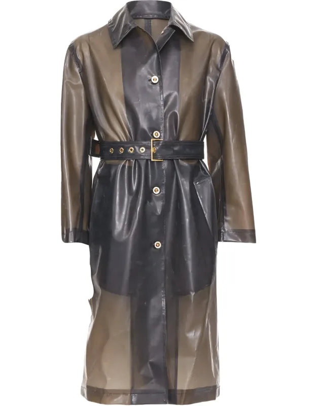 2019 Transparent Latex Pvc Crystal Single Breasted Coat Eu38