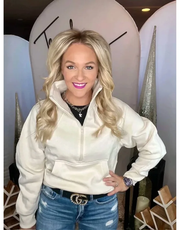 Fleece Half Zip Kangaroo Pocket Sweatshirt
