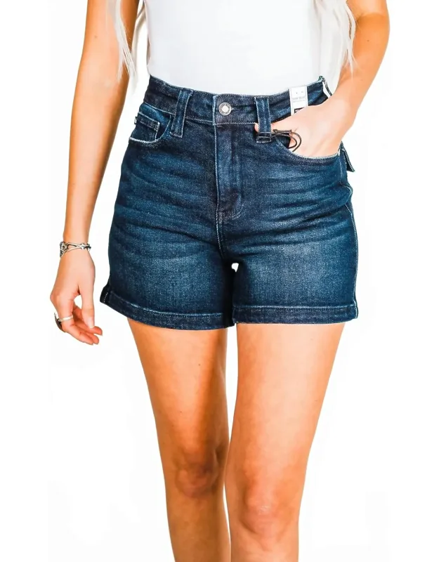 Back Flap Pocket High Waisted Shorts