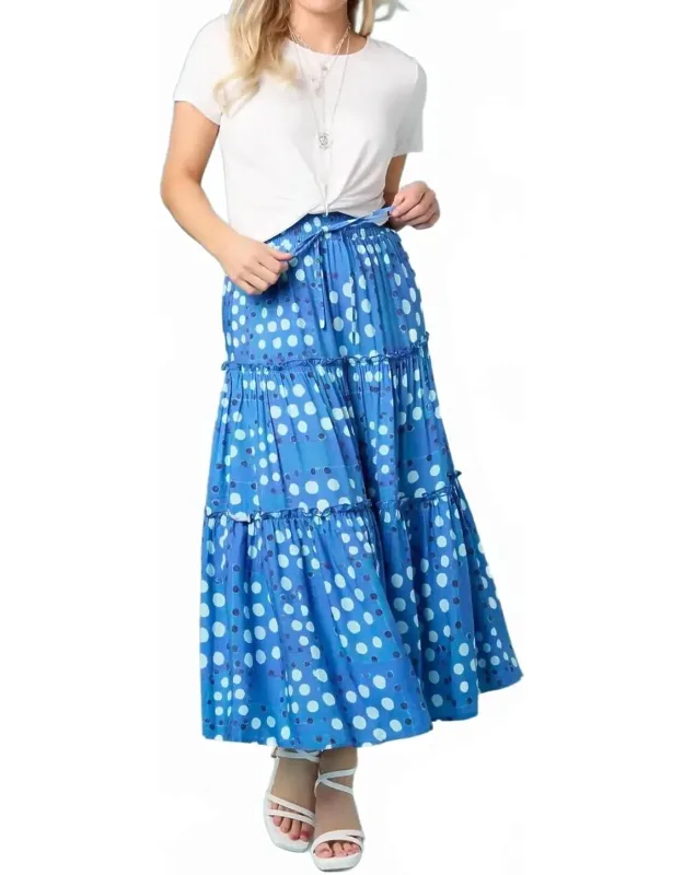 Verbena Dot Print Tiered Skirt