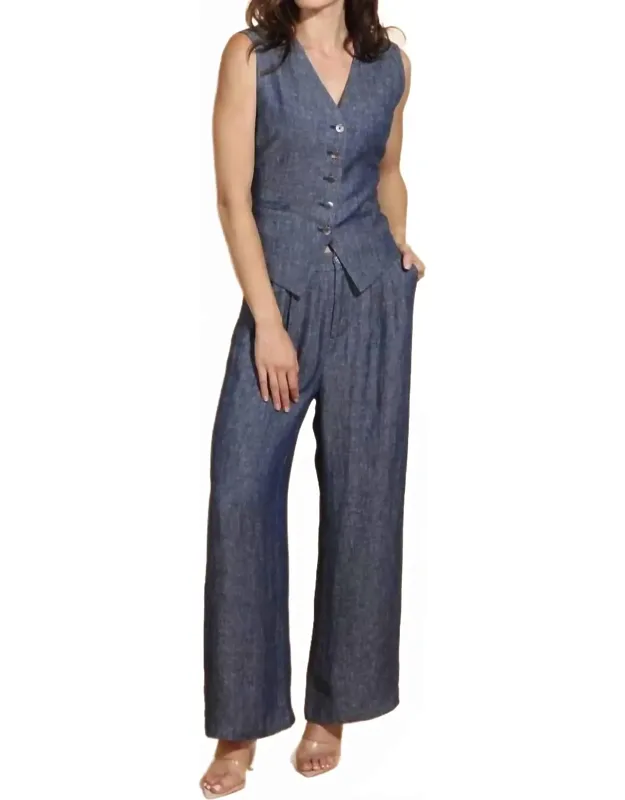 Linen Twill Wide Leg Pants