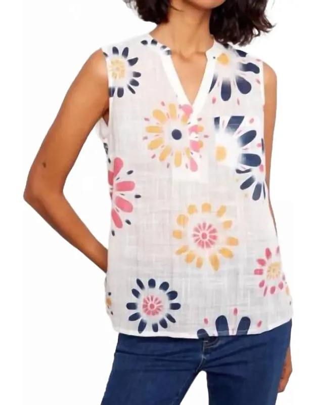 Printed Cotton Gauze Sleeveless Top
