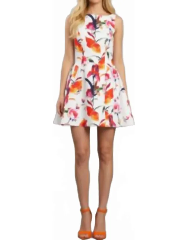 Floral Print Open Back Mini Dress