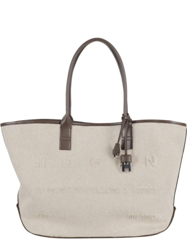 Medium Address Shopper Linen-blend Tote Bag