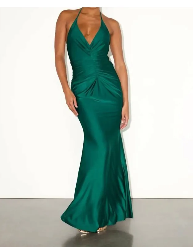 Zaniya Ruched Halter Maxi Dress