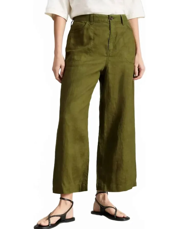Linen Wide Leg Crop Trousers