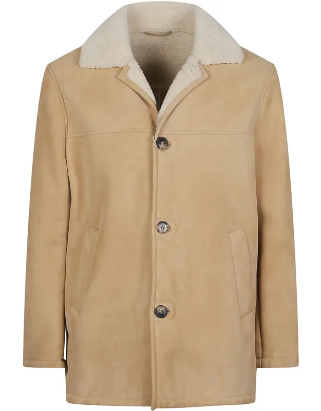 Velvet Smooth Leather Shearling Collar Jacket