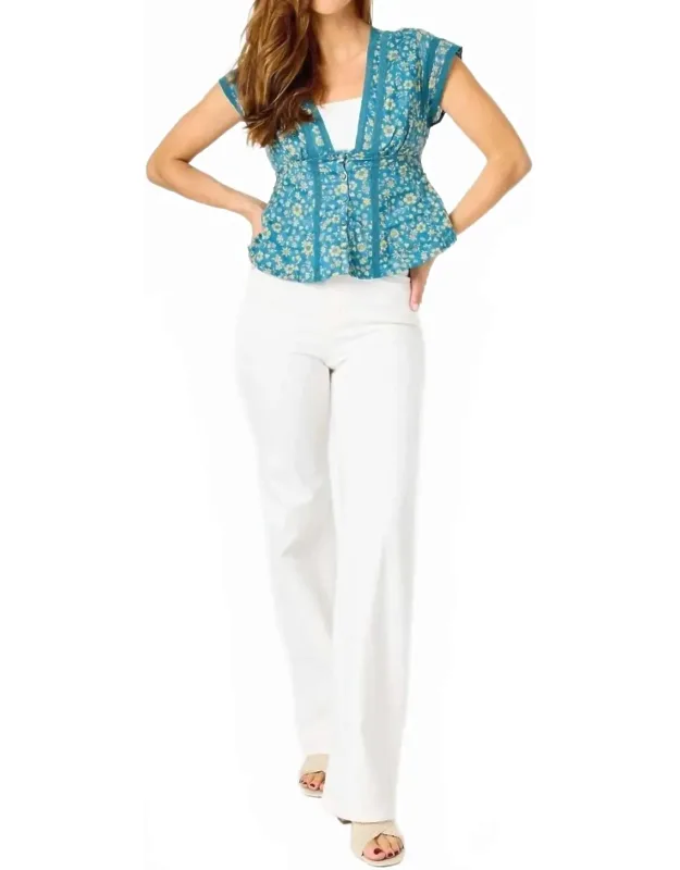 High Waist Braided Waist Band Wide Leg Jeans