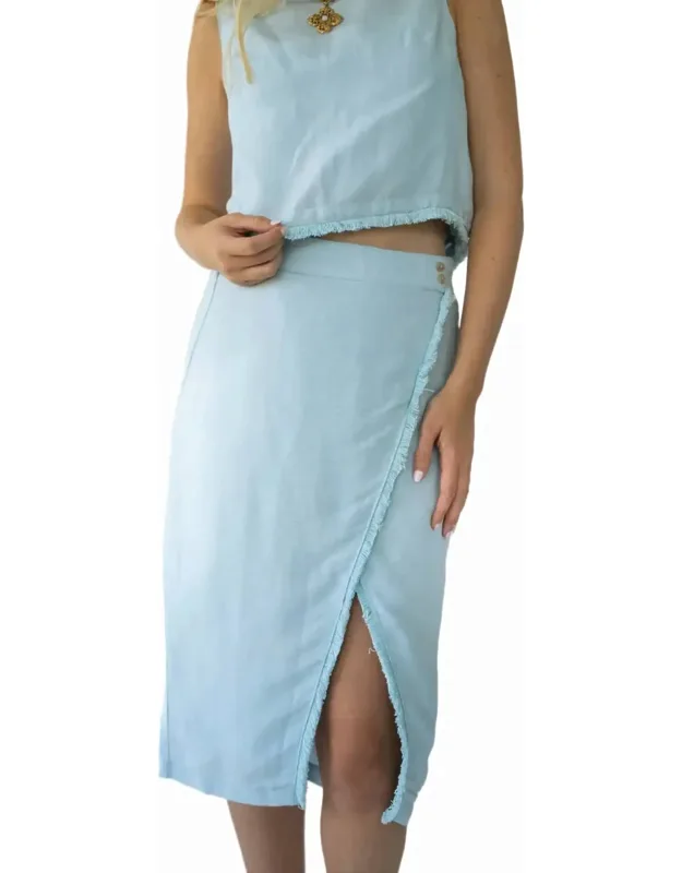 Faux Wrap Midi Skirt