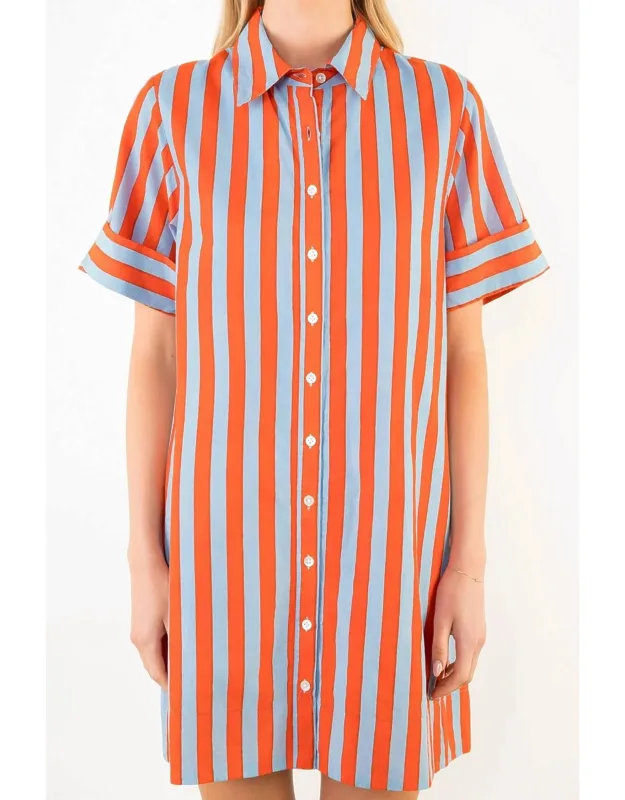 Stripe Button Up Mini Dress