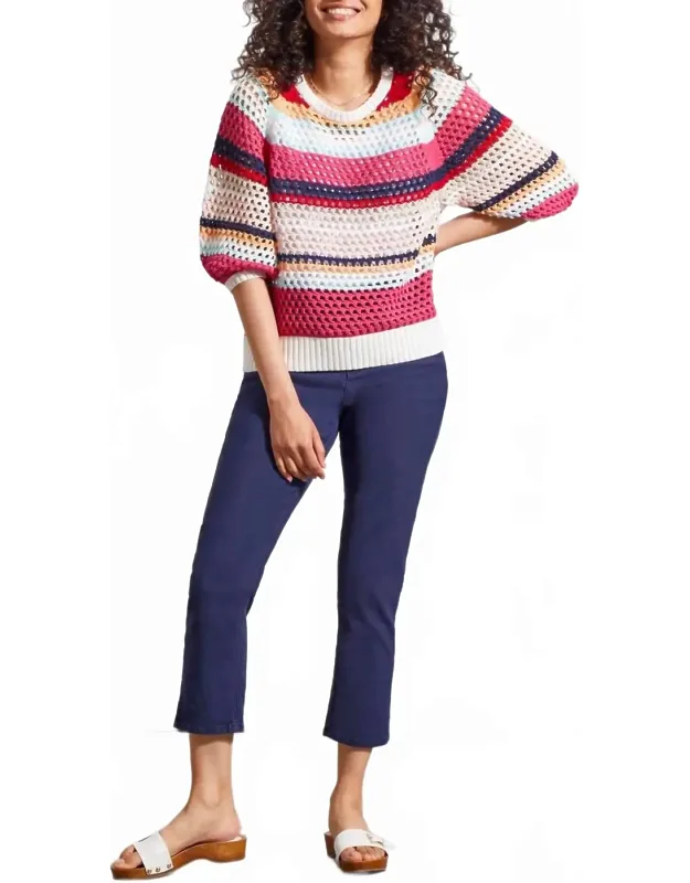3/4 Sleeve Crew Neck Sweater