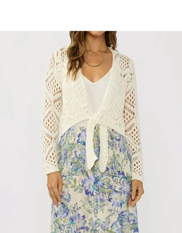 Open Crochet Tie Front Top