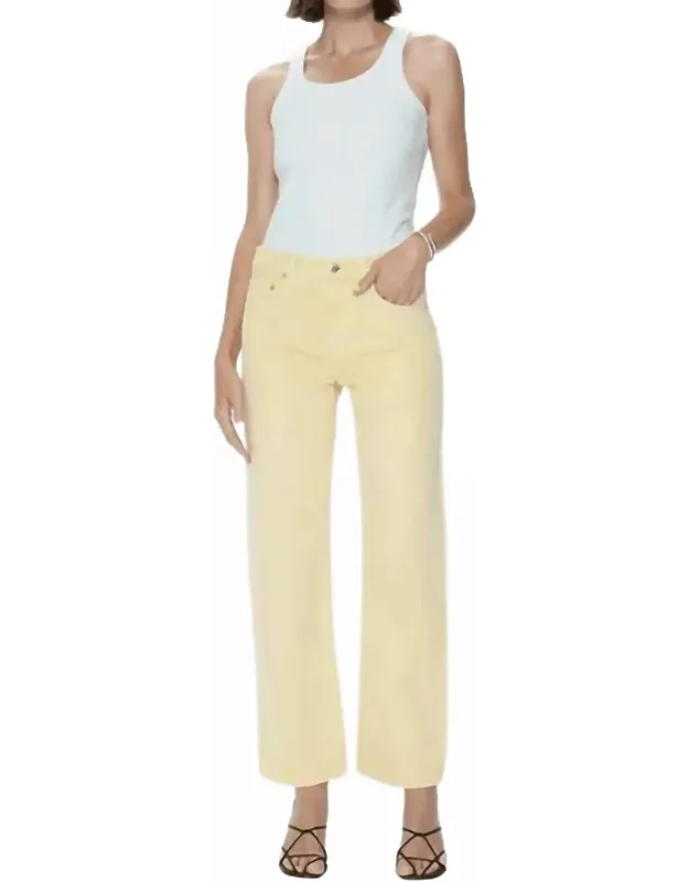 Lexi Mid Rise Bowed Straight Jean With Sculpted Bowed Leg And Ankle-baring Inseam