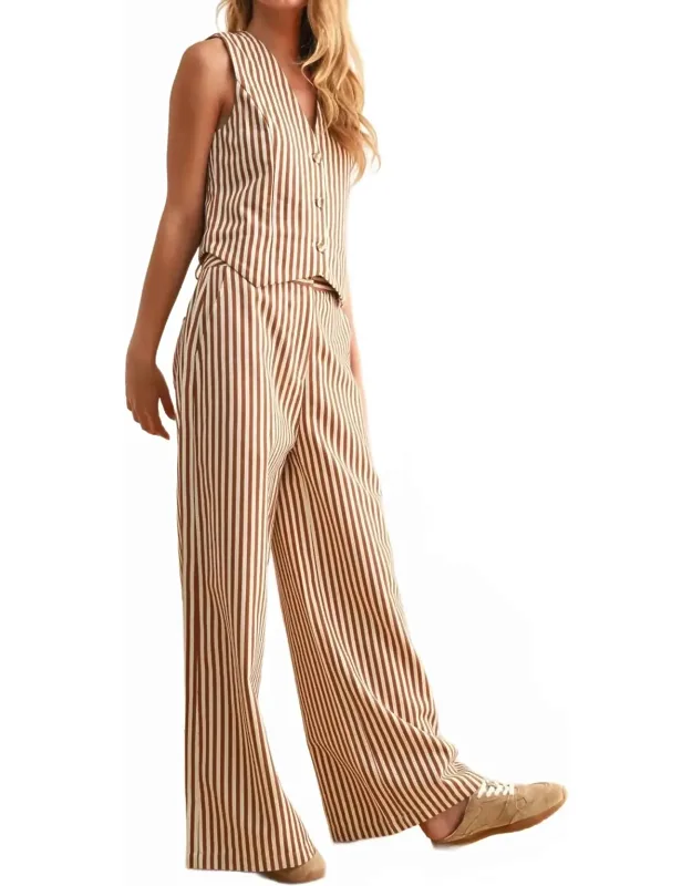 Striped Pattern Wide Leg Pants