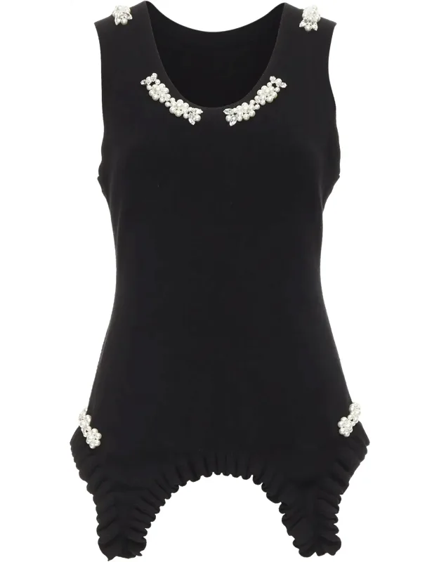 Pearl Crystal Embellished Sweater Vest