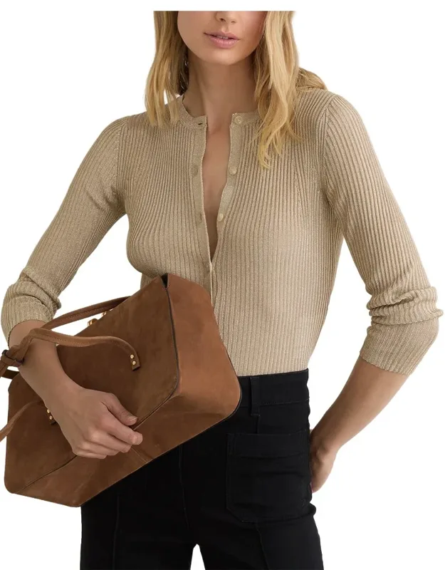 Metallic Rib Knit Cardigan