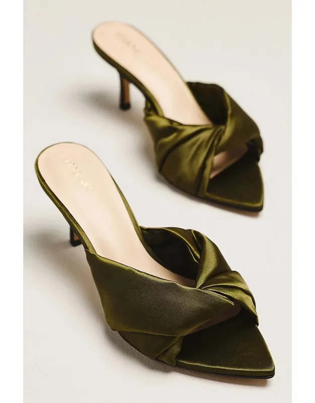 Satin Twist Mule Heels