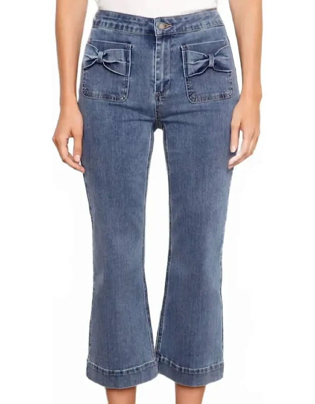 Flare Stretch Denim Patch Pocket Jeans