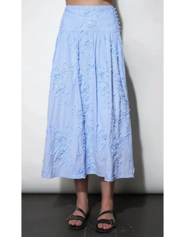 Aurora Midi Stripe Embroidered Skirt