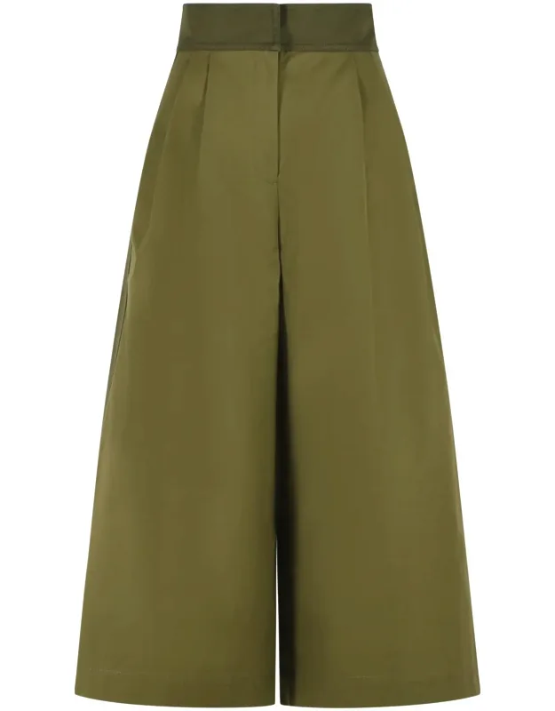 Structured High Waist Cotton Culotte Pants