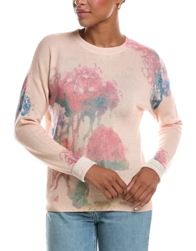 Floral Print Relaxed Crewneck Sweater