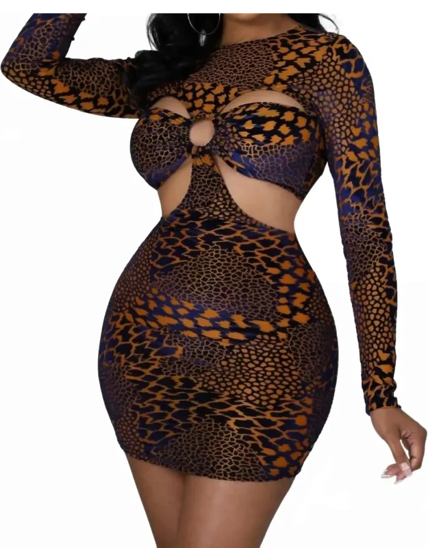 Sheer Velvet Mid Ring Print Mini Dress