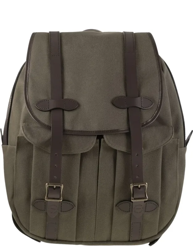 Twill Fabric Backpack With Leather Accents And Functional Design