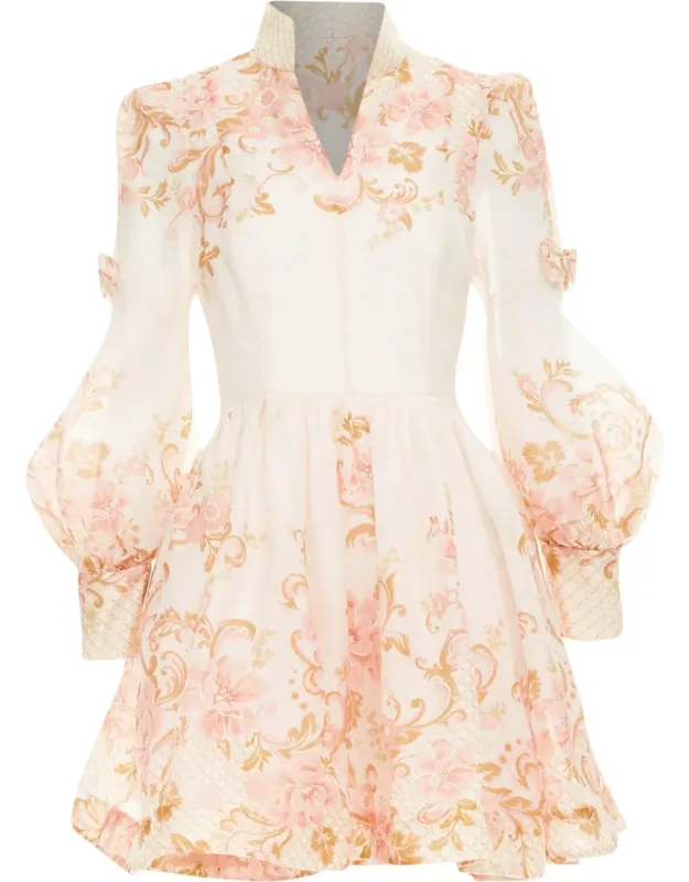 Postcard Bow Silk Linen Organza Dress