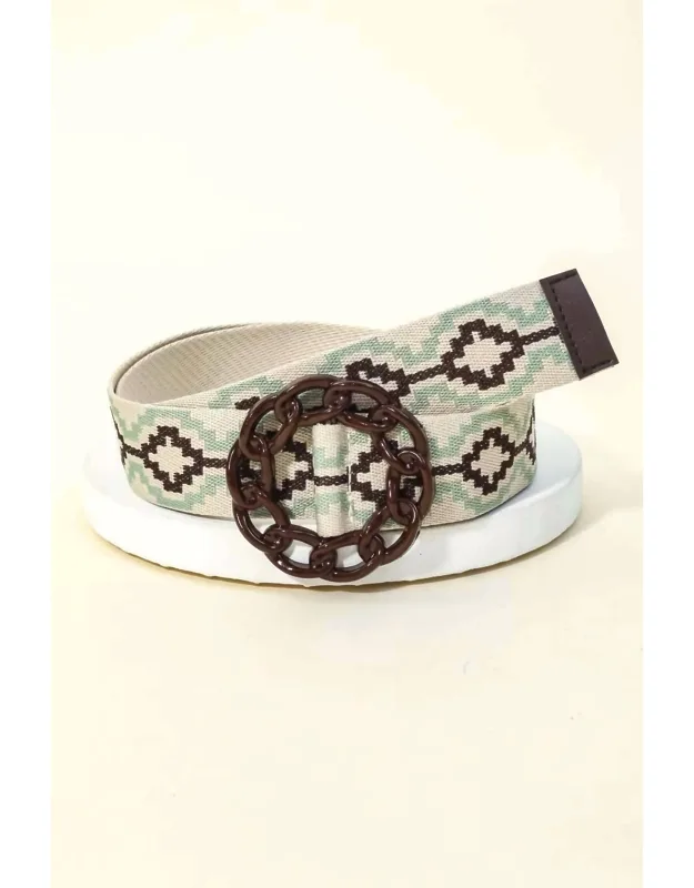 Boho Round Chain Buckle Woven Belt