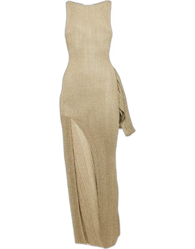 Kei Lurex Knit Maxi Evening Dress