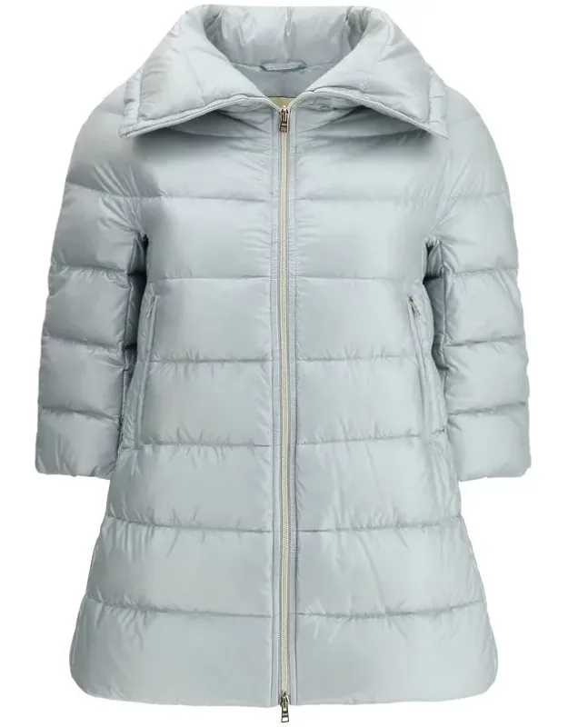 Herno Polyester Coat - Midi Down Jacket With High Collar And Zipper Pockets