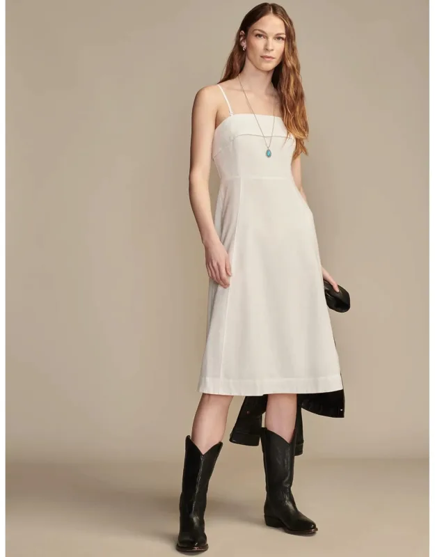 Strapless Linen Overlay Midi Dress