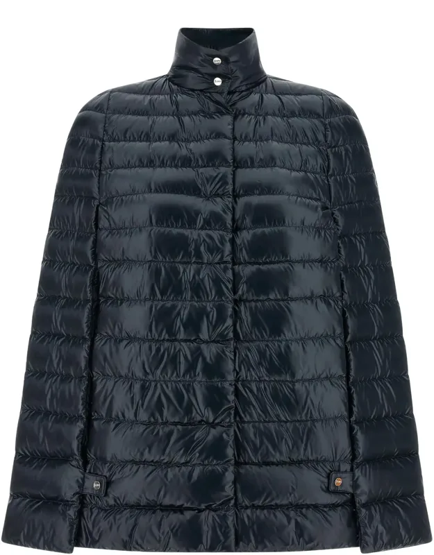 Herno Polyamide Coat - Ultralight Down Cape Jacket, Chic Blue