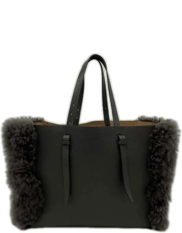 Leather Polyester Tote Bag (pre-owned)
