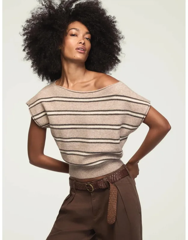 Striped Boat Neck Sweater Tee