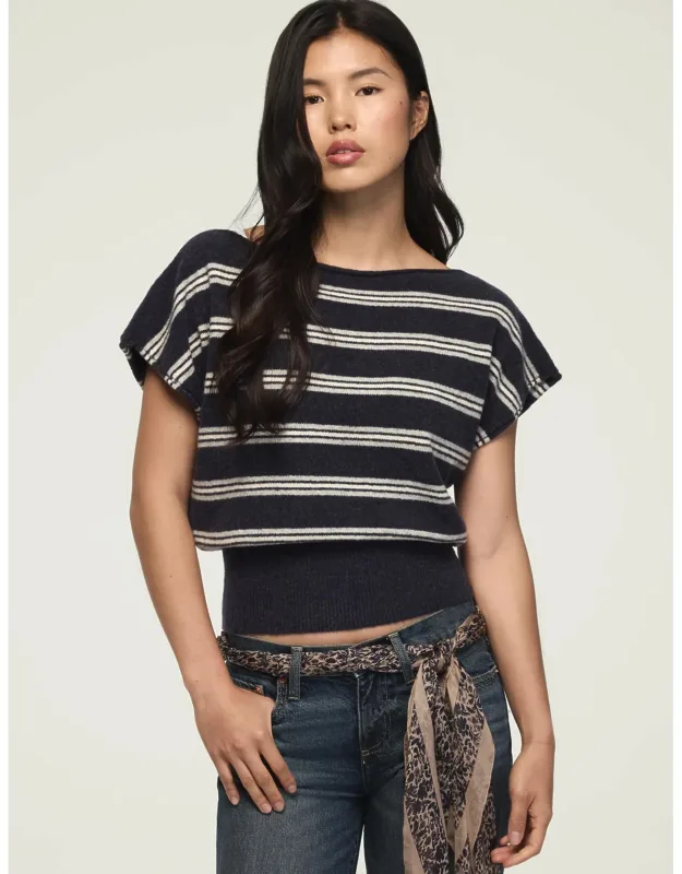 Striped Boat Neck Sweater Tee
