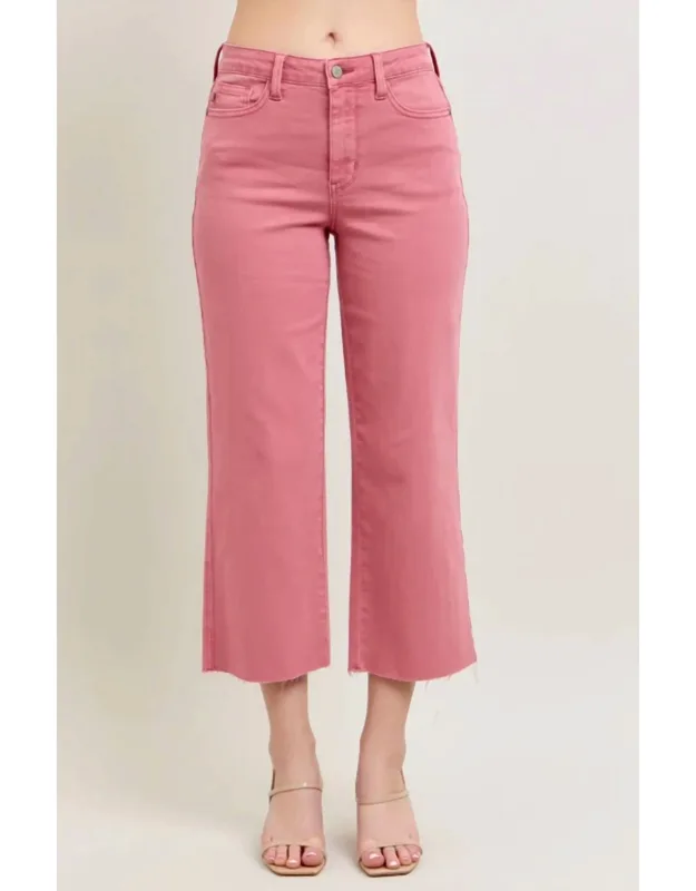 High Waist Frayed Crop Jeans