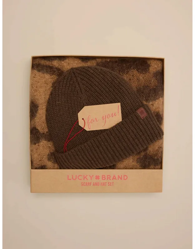Leopard Scarf And Hat Box Set